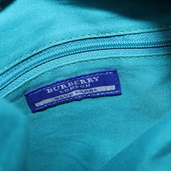 BURBERRY Blue Label Hand Bag Straw 2way Blue Gold A - Picture 11 of 15